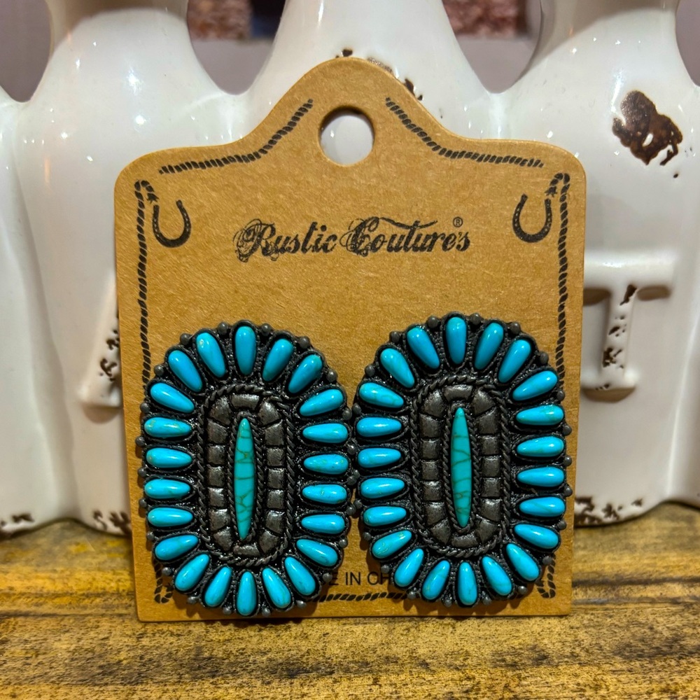 Rustic‎ Coutures Turquoise Beaded Earrings